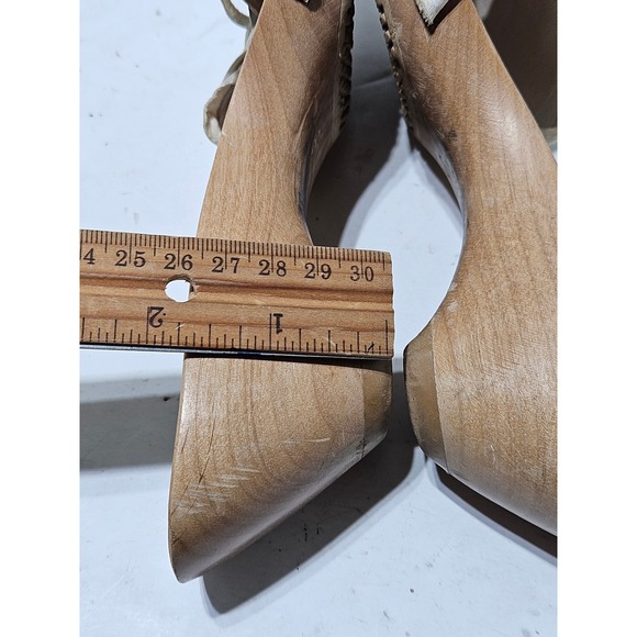 Salpy Womens Wooden Clogs Mules White Leather Accent Platform Wedge Heels Size 6 - Picture 9 of 9